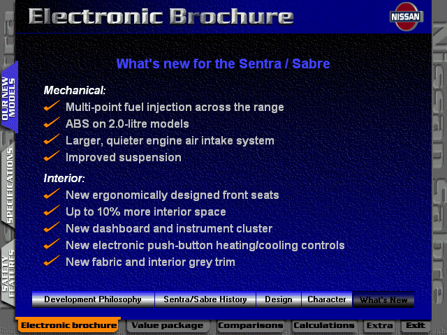 What's new for the Sentra / Sabre