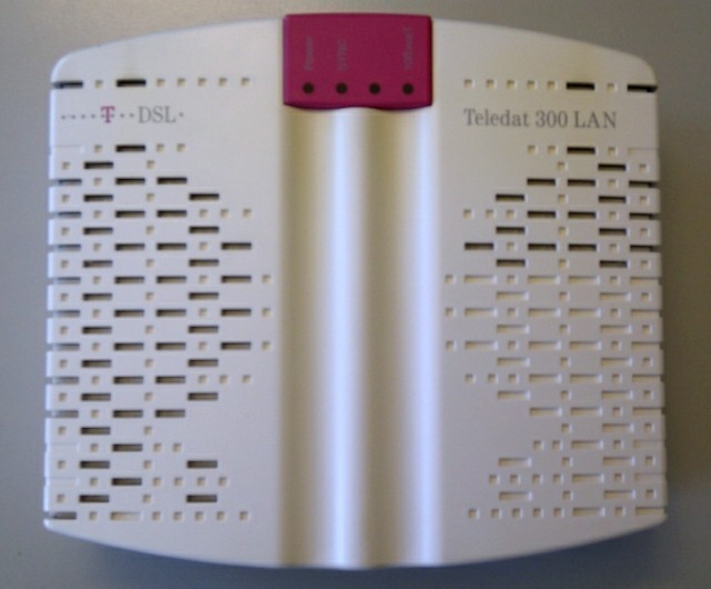T-DSL modem yellowed with age